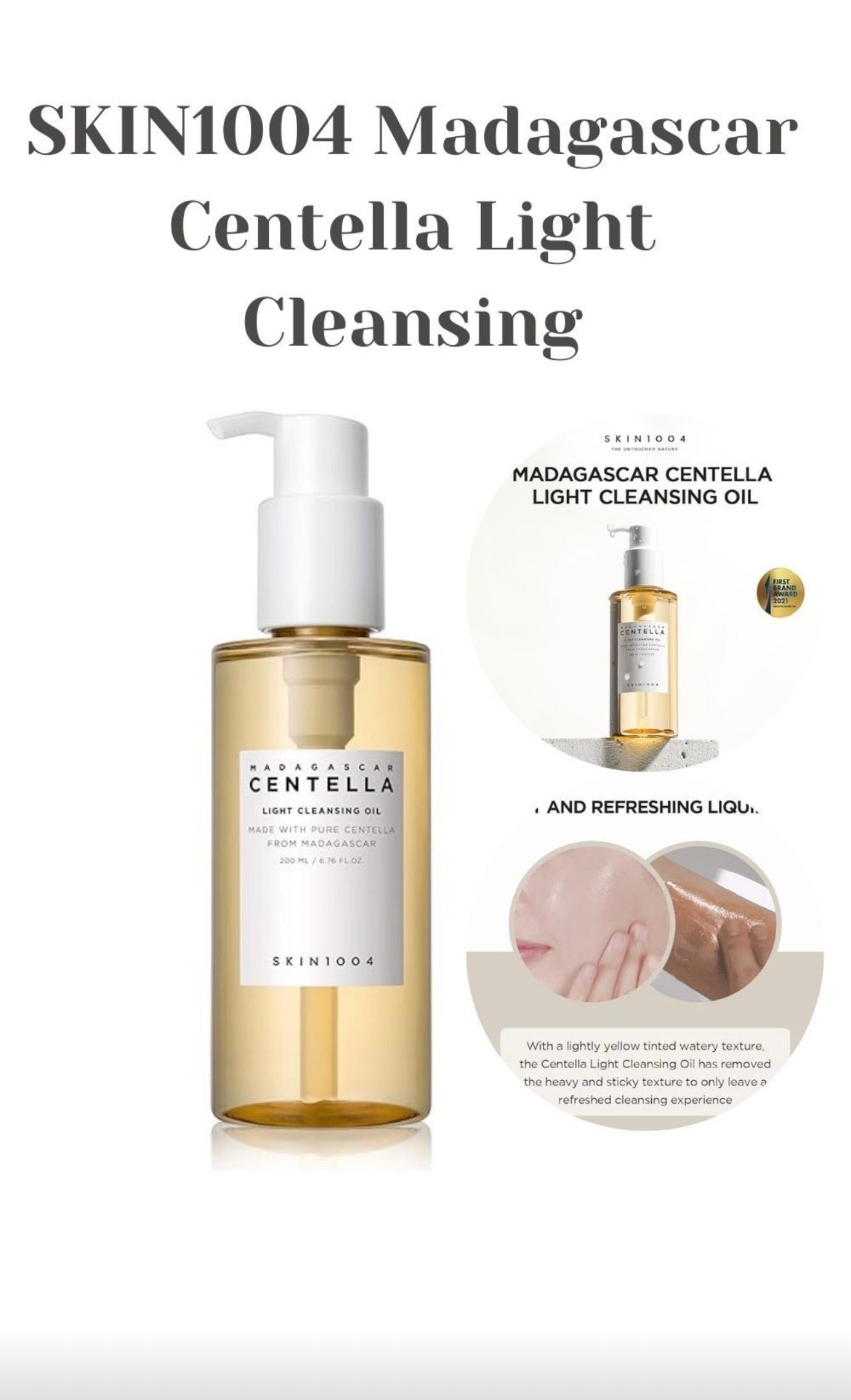 SKIN1004 Centella Light Cleansing Oil - Korean Gentle Double Face Cleanser