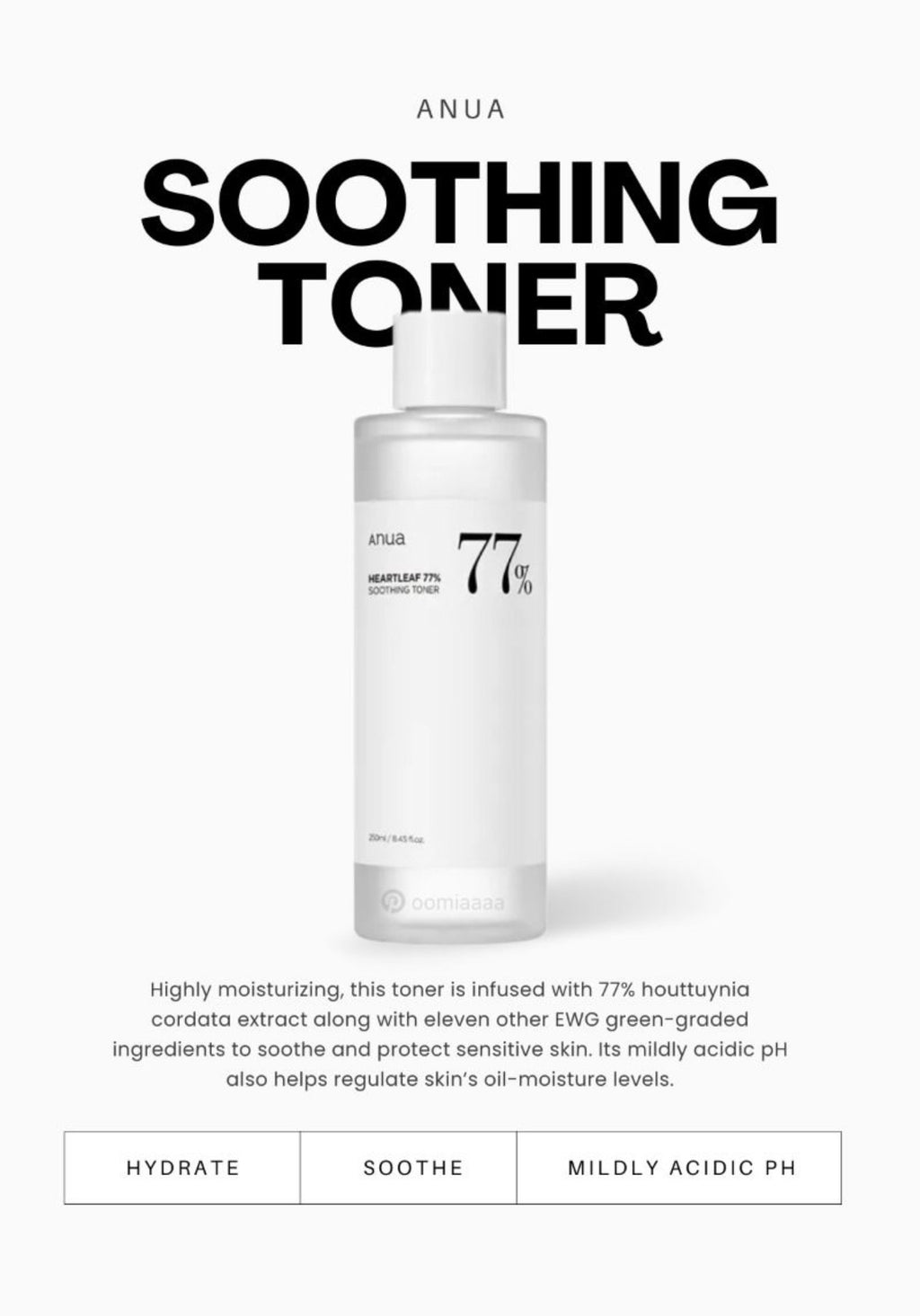 Anua Heartleaf 77% Soothing Toner Calming & Hydrating Redness Relief 40ML