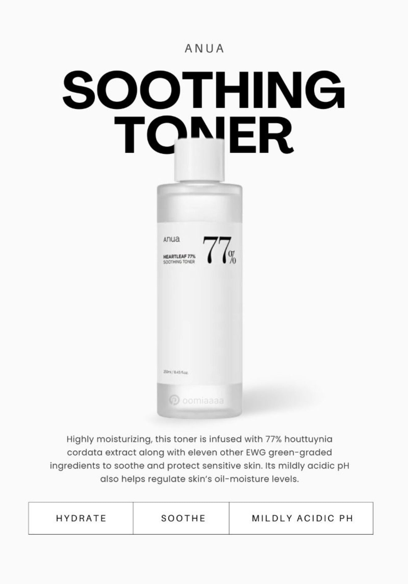 Anua Heartleaf 77% Soothing Toner Calming & Hydrating Redness Relief 40ML