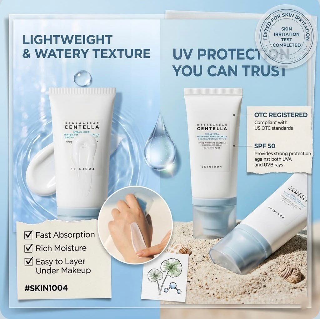 SKIN1004 Centella Water-Fit Sun Serum - Lightweight Moisturizing SPF Glow